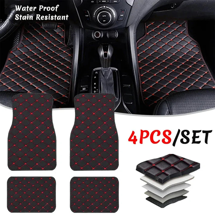LuxGuard™ 4PCS Universal Leather Car Floor Mat Set