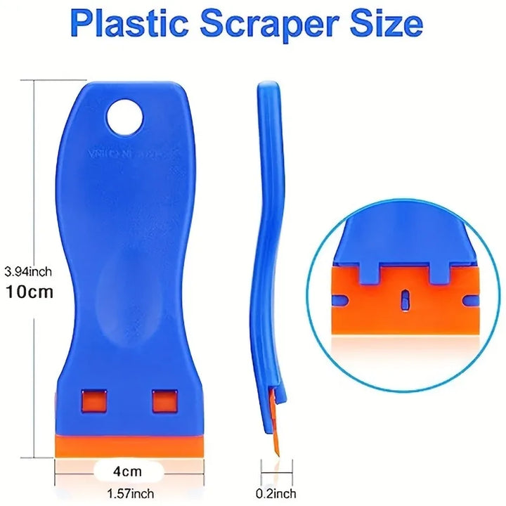 Car Sticker & Film Removal Scraper Set – Paint-Safe Plastic Multi-Use Blade Tool