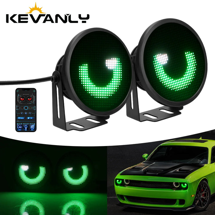 3-Inch APP Angel Eyes LED DRL Fog Lights – Dynamic Blink Screen Pair 12-24V