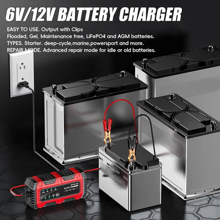 1.5A Trickle Battery Charger Maintainer – 6V/12V Automatic Tender Car & Moto