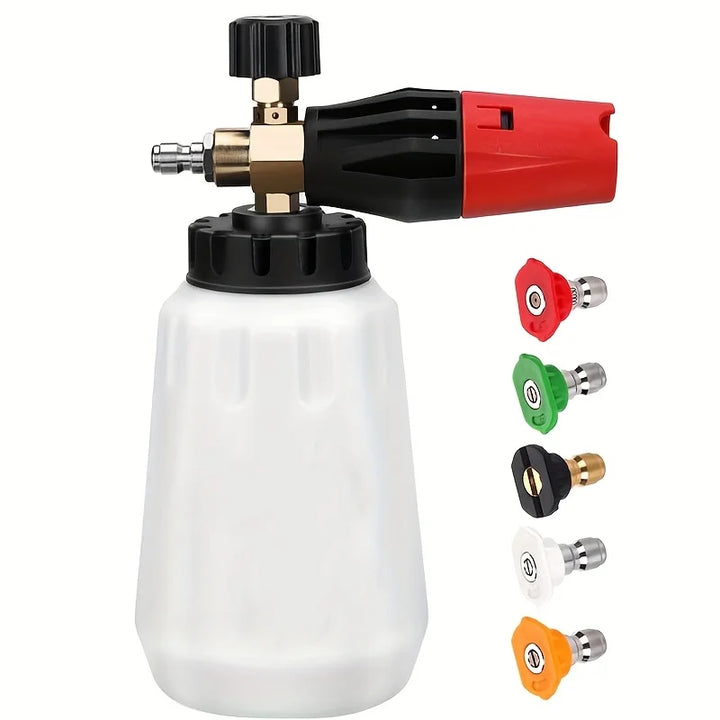 Adjustable Foam Cannon 1L – 5 Nozzles 1/4 Quick Connect for Pressure Washers