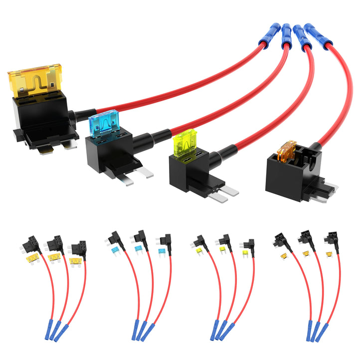 16-Piece Automotive Fuse Tap Kit – Low Profile ATO/ATC/ATM/APM Blade 12V
