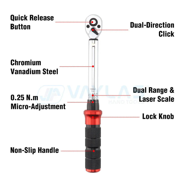1/4 Drive Click Torque Wrench 5-25 Nm – Precision Ratchet Car & Bicycle Tool