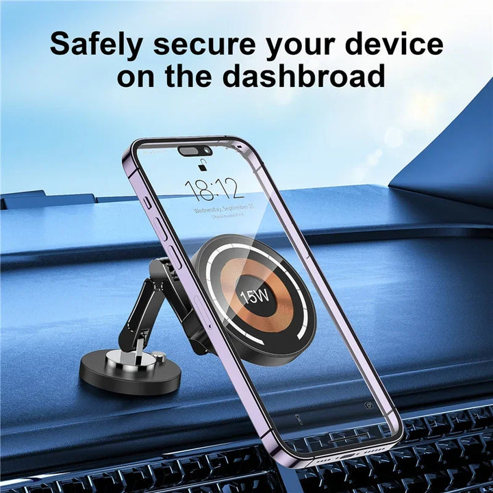 Magnetic Car Wireless Charger Stand – Fast Charge Mount for iPhone 12 to 15