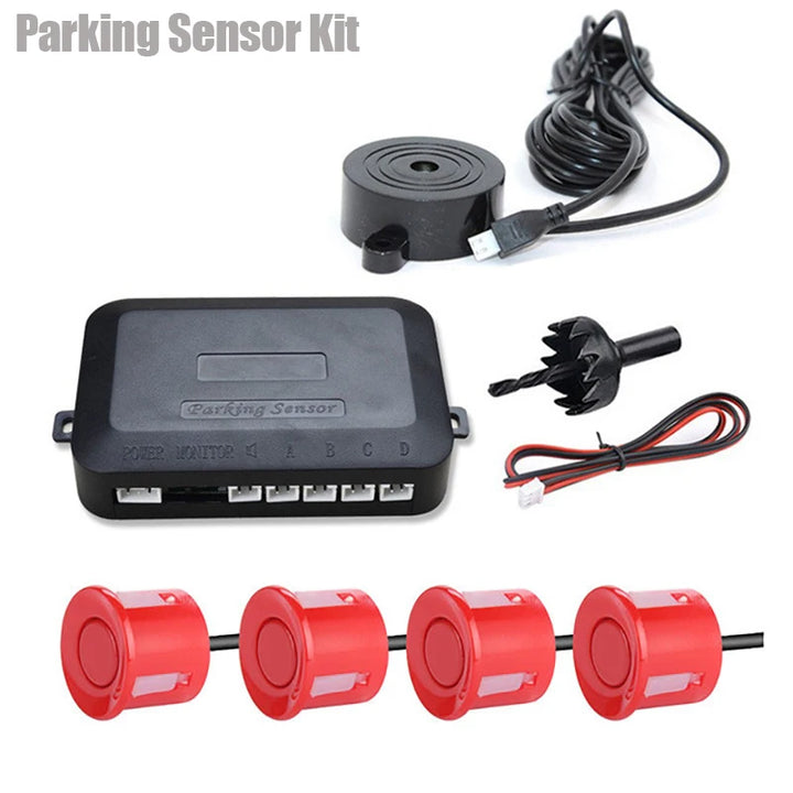 Universal Parking Sensor Kit – 4 x 22mm Sensors Buzzer Reverse Backup Radar 12V