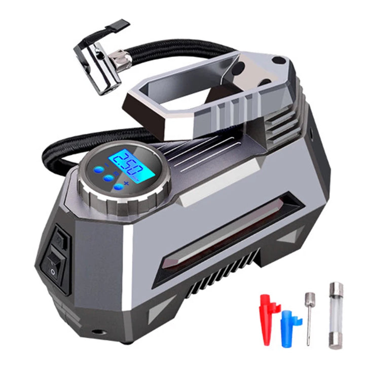 Portable Tire Inflator 150 PSI 12V – Digital Gauge & Emergency Flashlight