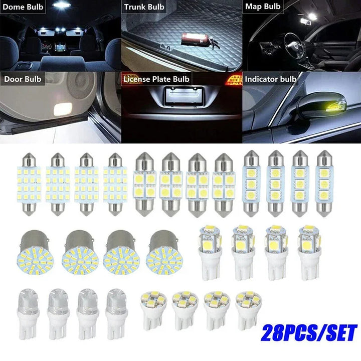LED Interior Bulb Kit T10 & Festoon – 6500K White Dome Map Trunk & License Plate