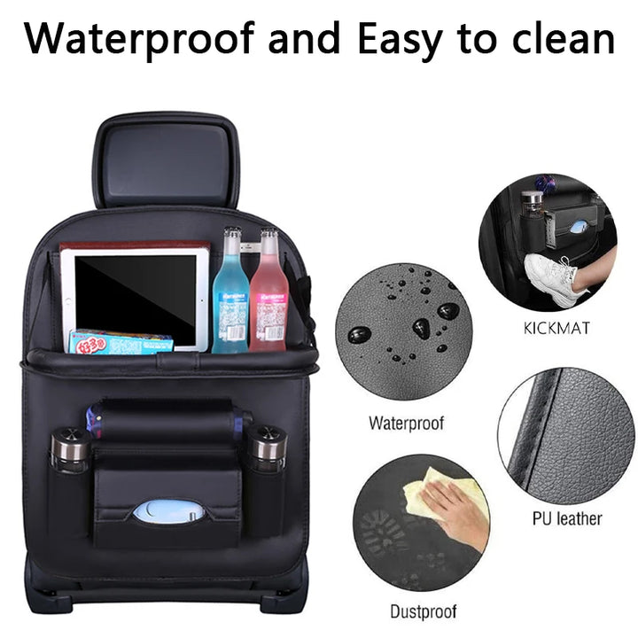 LuxRide PU Leather Car Seat Organizer