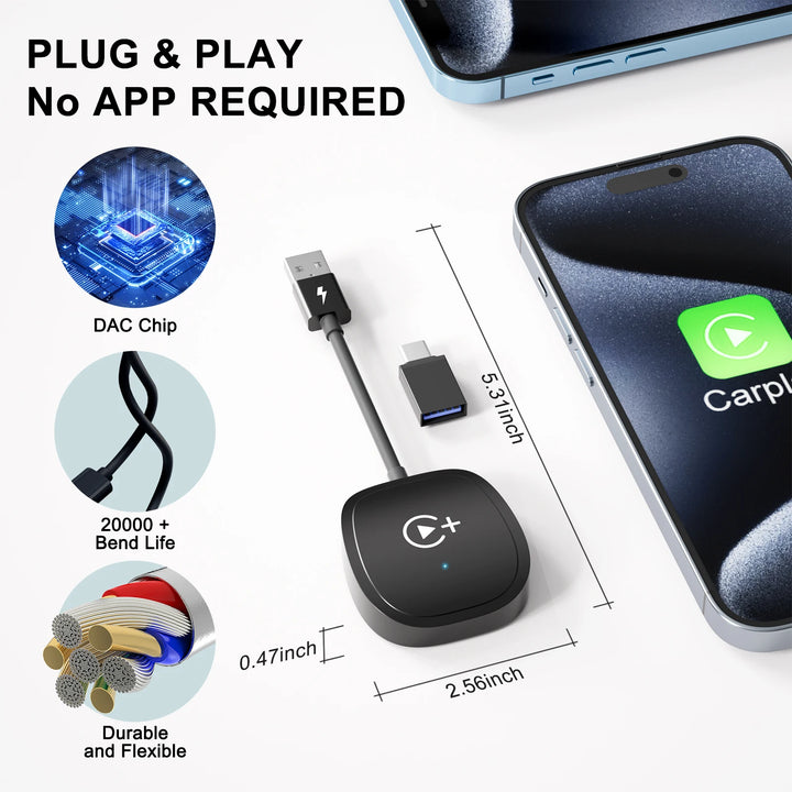Unitrox StreamX™ – Wireless CarPlay Adapter with Netflix, YouTube, TikTok & Google Play