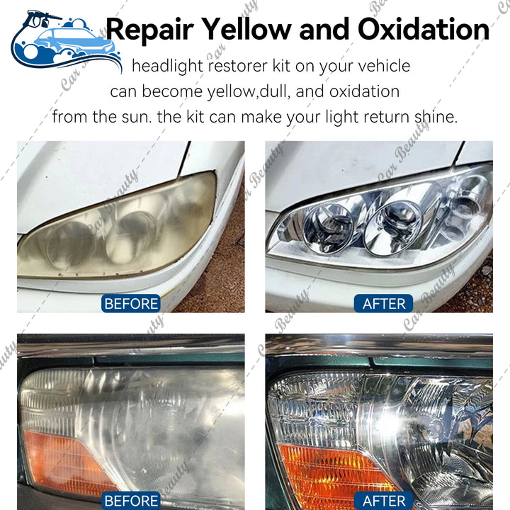 Headlight Restorer Kit – UV Liquid Clears Hazy Yellow & Oxidized Headlight Lens