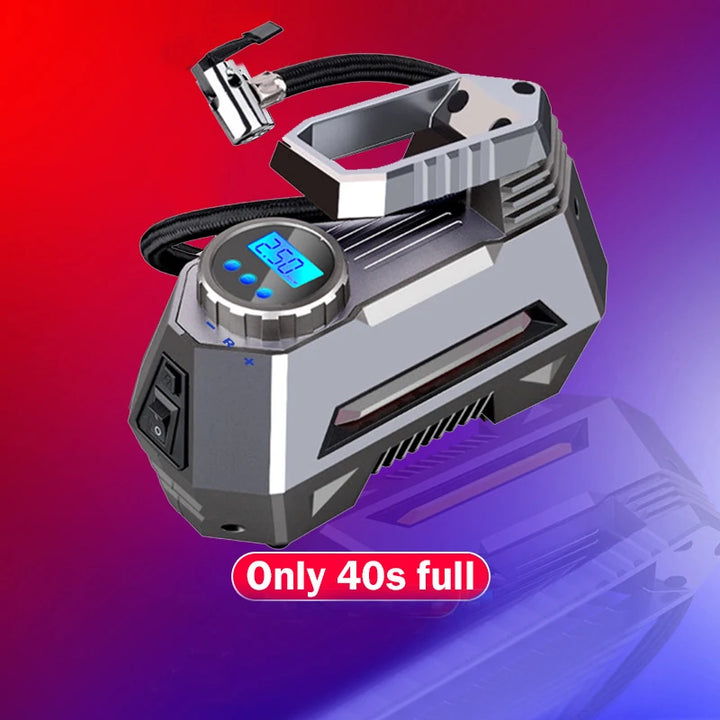 Portable Tire Inflator 150 PSI 12V – Digital Gauge & Emergency Flashlight