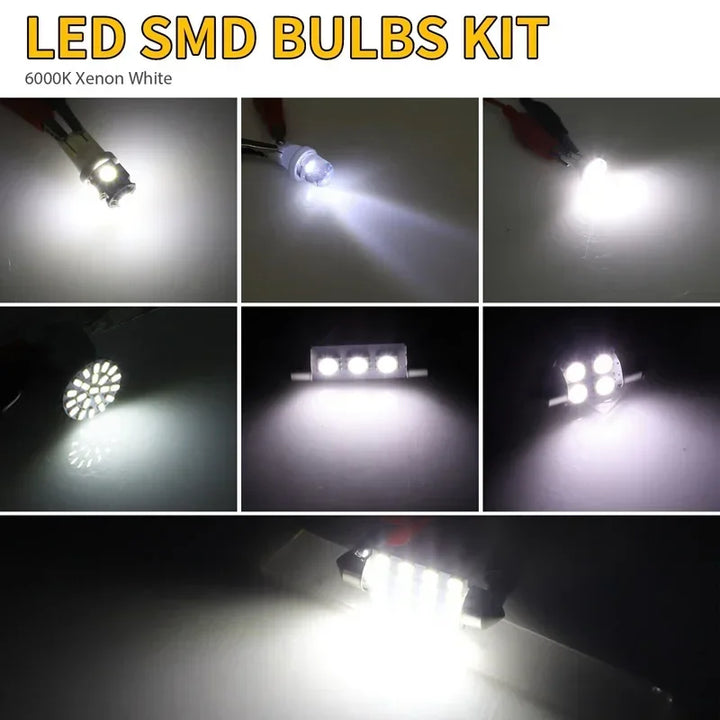 LED Interior Bulb Kit T10 & Festoon – 6500K White Dome Map Trunk & License Plate