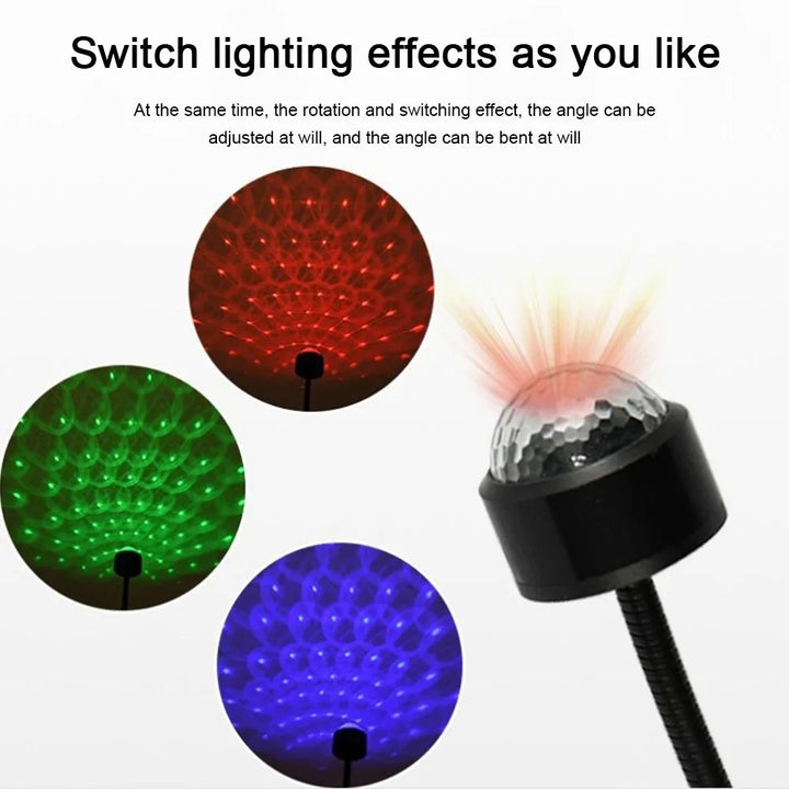 Mini USB Star Galaxy Projector – Car Roof Night Light Atmosphere Lamp Adjustable