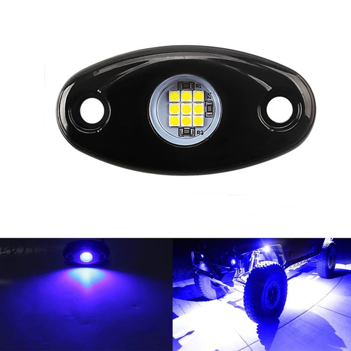 9-LED Rock Lights Kit – Neon Underglow Underbody for Truck SUV & Jeep Off-Road