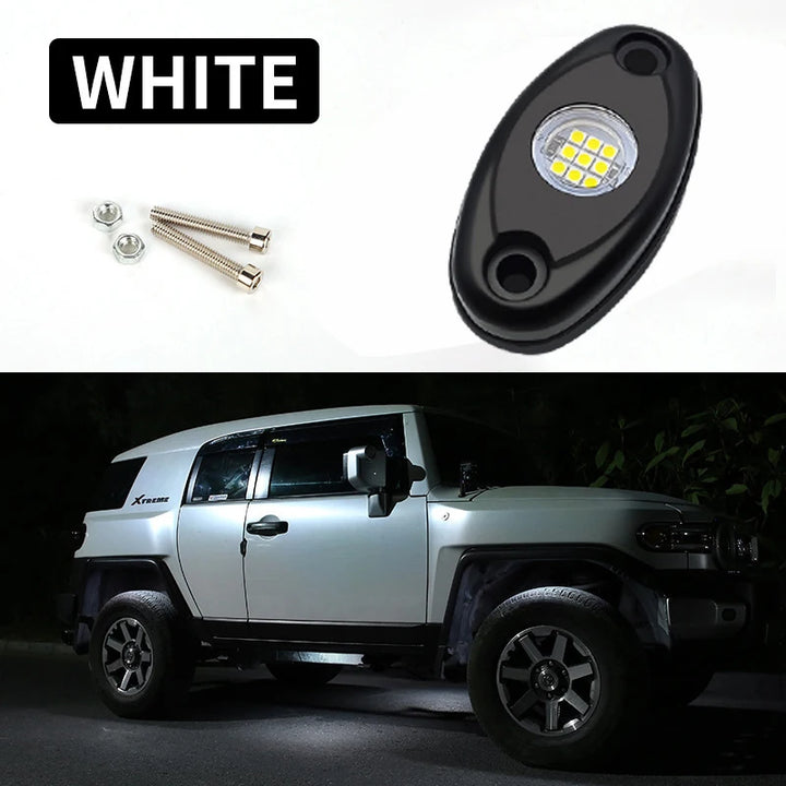 9-LED Rock Lights Kit – Neon Underglow Underbody for Truck SUV & Jeep Off-Road