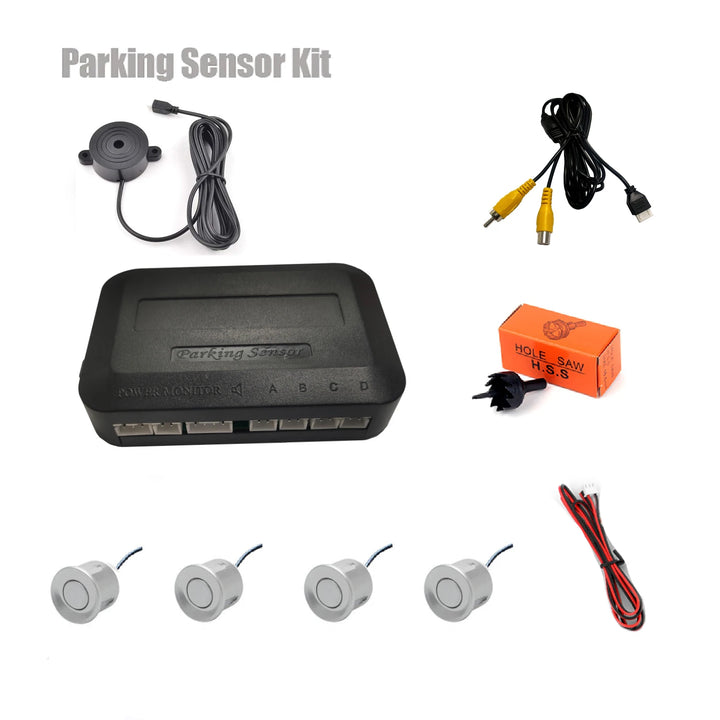 4-Sensor Video Parking Kit – Reverse Radar Digital Display Monitor & Buzzer