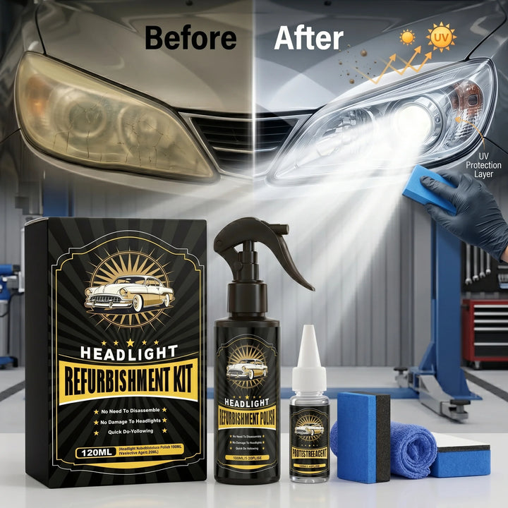 Headlight Restoration Spray Kit – UV Protection Polish for Clear Night