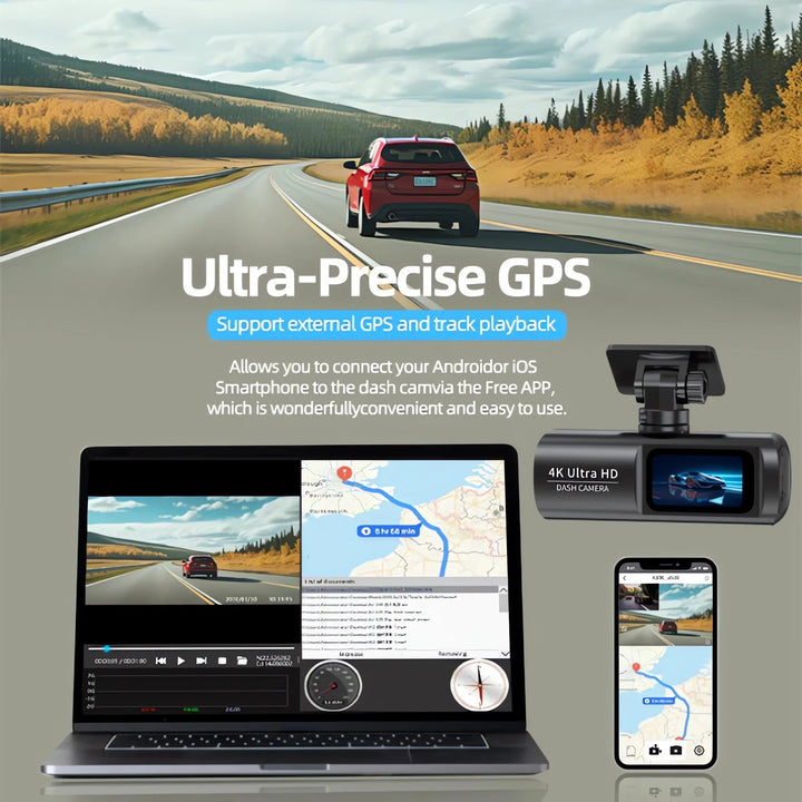 4K Dual Dash Cam WiFi – Front & Rear Night Vision 24H Parking Monitor DVR