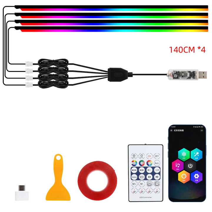 LumiGlow™ 68-Color RGB LED Car Ambient Lighting Kit