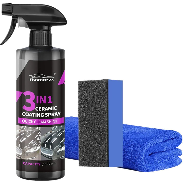3-in-1 Ceramic Coating Spray – Nano Hydrophobic Paint Protection & High Gloss