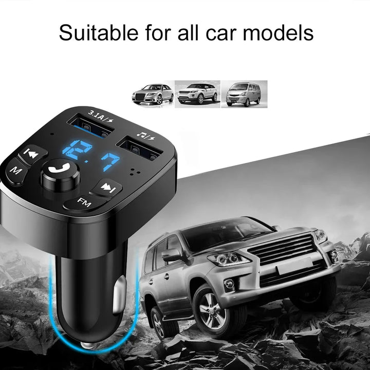 Bluetooth FM Transmitter Car Charger – Dual USB 3.1A Hands-Free MP3 Player