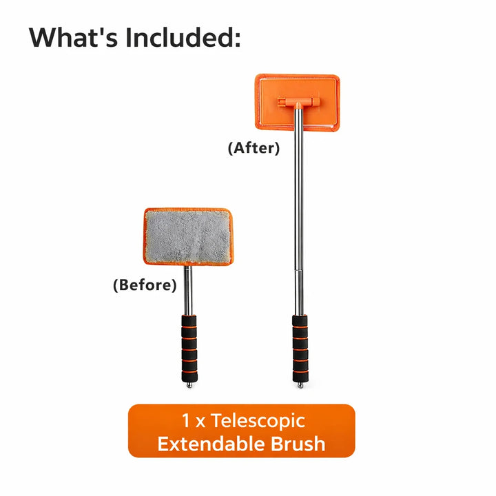 Extendable Microfiber Window Brush – Interior Windshield Glass Cleaner Car Tool