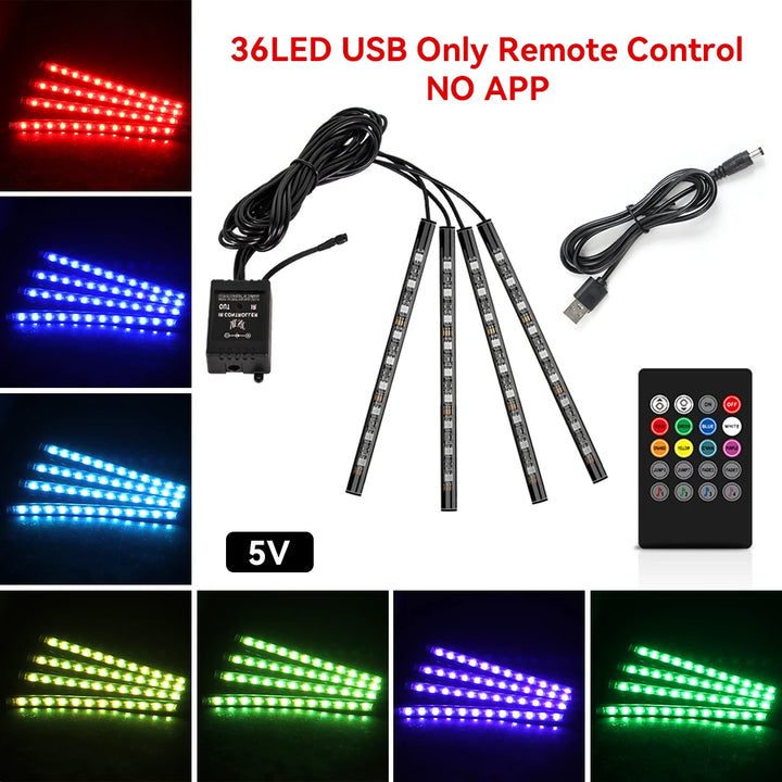 LumiRide™ RGB LED Car Interior Strip Lights