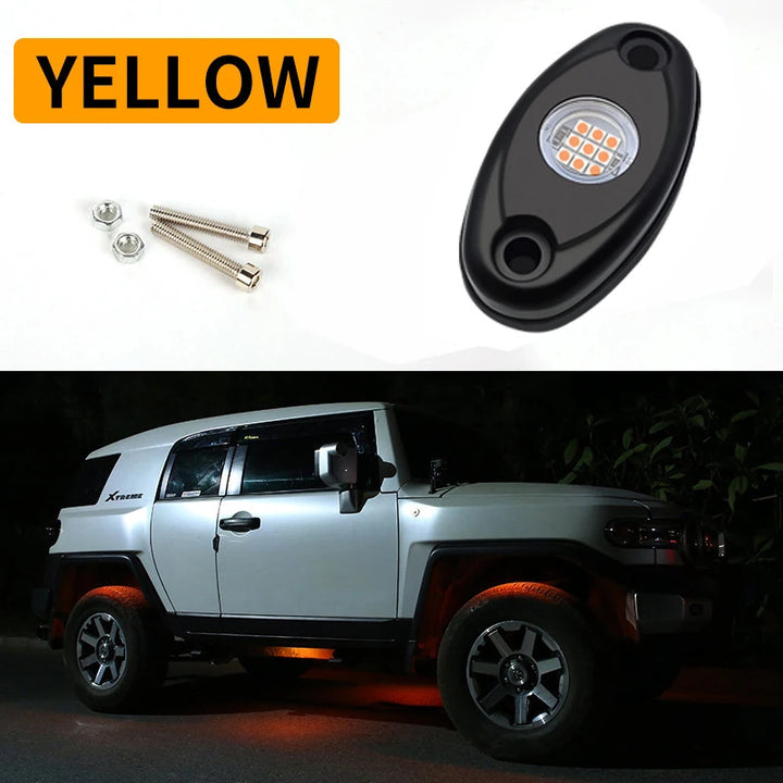 9-LED Rock Lights Kit – Neon Underglow Underbody for Truck SUV & Jeep Off-Road