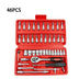 46-Piece 1/4 Drive Socket Set – Metric Mechanic Ratchet Wrench & Bit Tool Kit