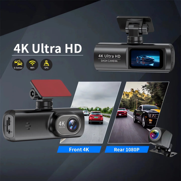 4K Dual Dash Cam WiFi – Front & Rear Night Vision 24H Parking Monitor DVR