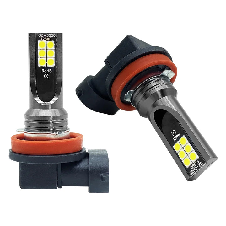LED Fog Light Bulbs H8/H11/9005/9006 – 6000K Super Bright DRL Pair 12/24V