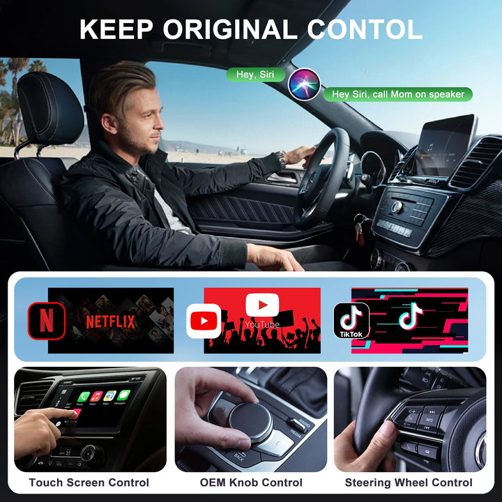 Unitrox StreamX™ – Wireless CarPlay Adapter with Netflix, YouTube, TikTok & Google Play