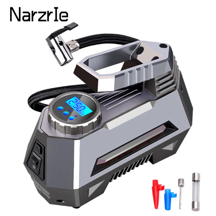 Portable Tire Inflator 150 PSI 12V – Digital Gauge & Emergency Flashlight