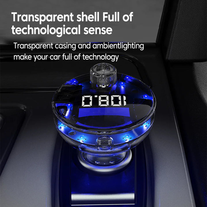 Bluetooth 5.3 FM Transmitter USB-C Dual Charger – Hands-Free Ambient Light