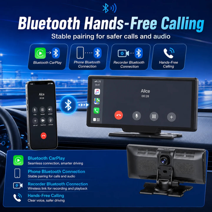 Portable Wireless CarPlay Android Auto Touchscreen – Universal Car Stereo