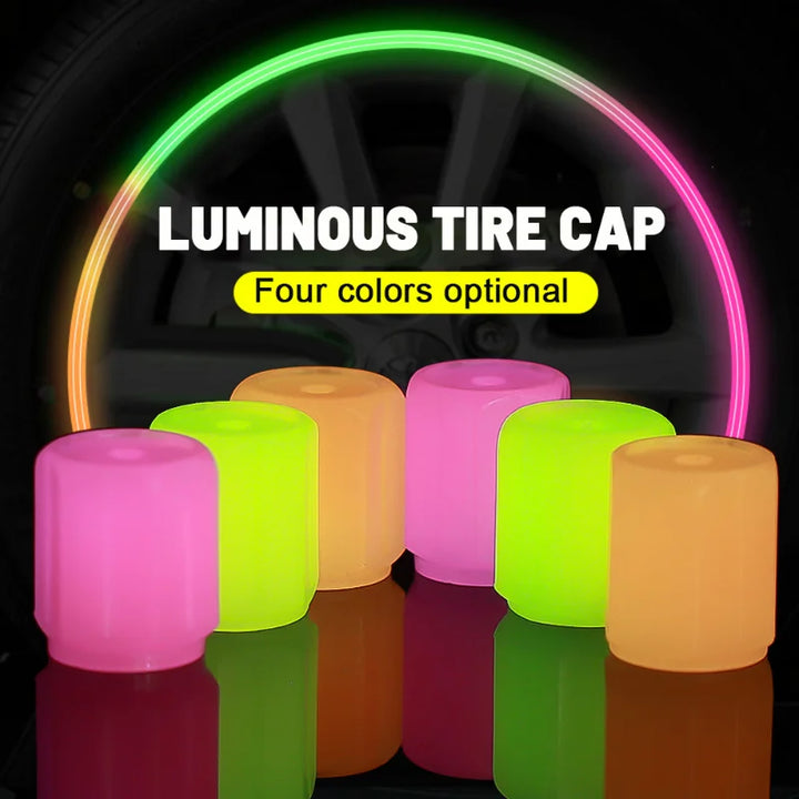 GlowRide™ Luminous Tire Valve Caps – Night Glowing Wheel Decor