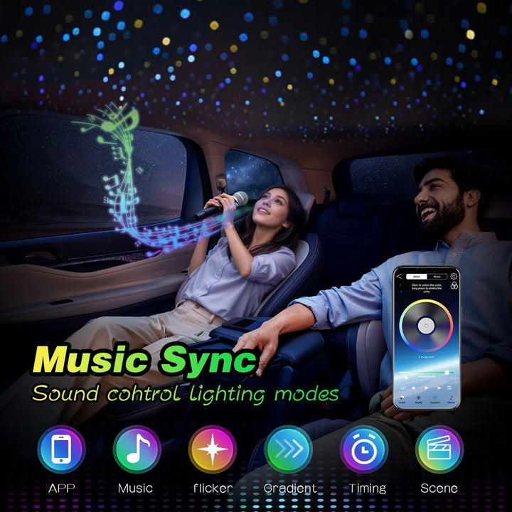 16W Fiber Optic Starlight Headliner RGBW – Car Roof APP & Remote Control Kit