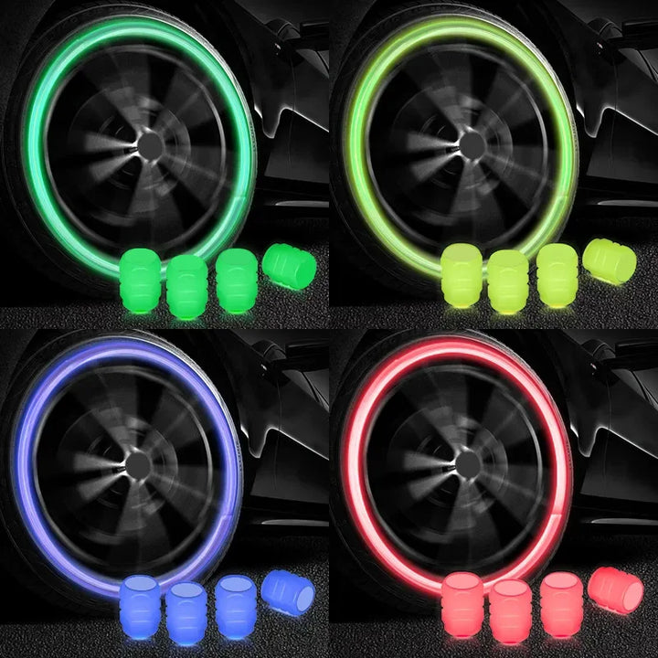 GlowRide™ Luminous Tire Valve Caps – Night Glowing Wheel Decor