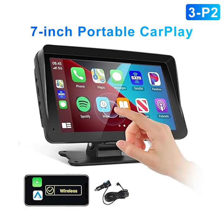 7/9-Inch Portable Wireless CarPlay Android Auto Screen – HD DVR
