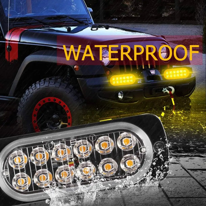 4-in-1 LED Grille Strobe Warning Light – Emergency Flash 12/24V Truck & SUV