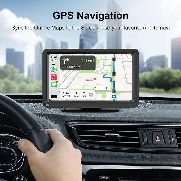 7-Inch Portable Wireless CarPlay Car Stereo – FM WiFi Bluetooth AUX USB