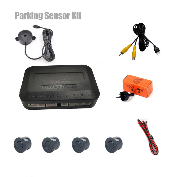 4-Sensor Video Parking Kit – Reverse Radar Digital Display Monitor & Buzzer