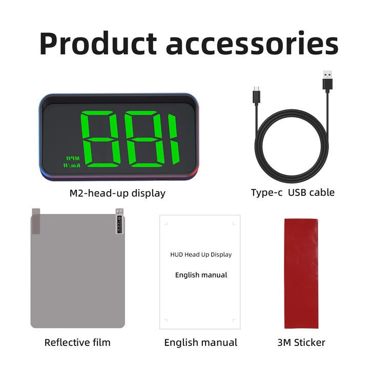 Car HUD Head-Up Display M2 – GPS Digital Speedometer Windshield Projector