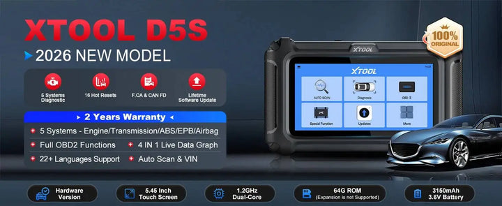 XTOOL D5S Full System Diagnostic Scanner with 16+ Reset Services