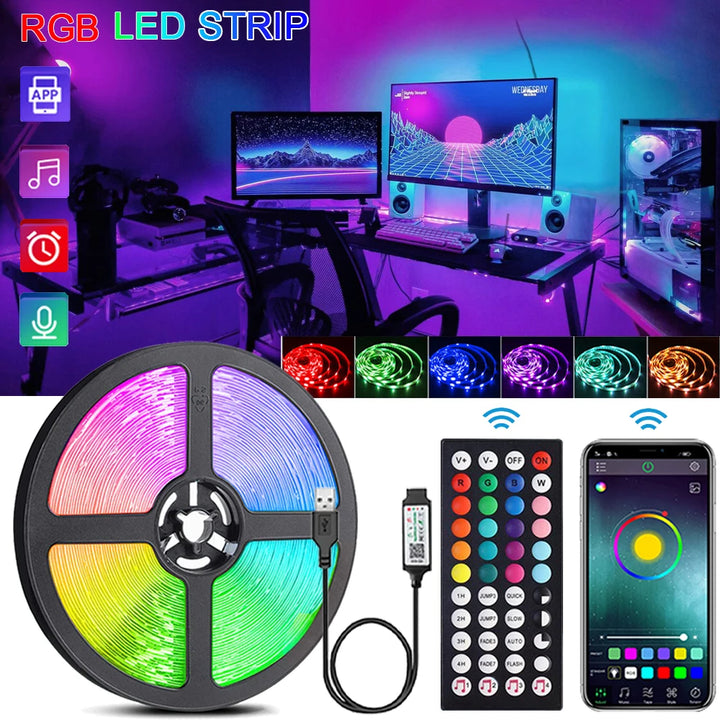USB 5V RGB LED Strip Lights – Music Sync Remote Control Flexible Ribbon Lamp