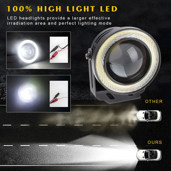 COB LED Angel Eyes DRL – Waterproof Daytime Running & Flowing Turn Signal 12V