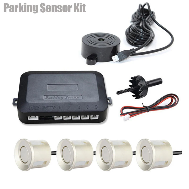 Universal Parking Sensor Kit – 4 x 22mm Sensors Buzzer Reverse Backup Radar 12V