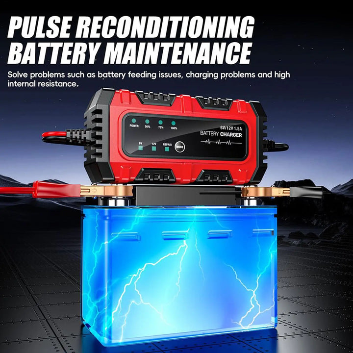 1.5A Trickle Battery Charger Maintainer – 6V/12V Automatic Tender Car & Moto
