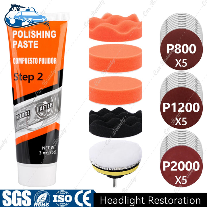 Headlight Restorer Kit – UV Liquid Clears Hazy Yellow & Oxidized Headlight Lens